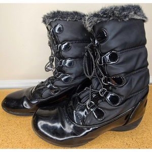 Totes Womens Size‎ 9 Med Lisa Black Wedge Fur Snow Boots